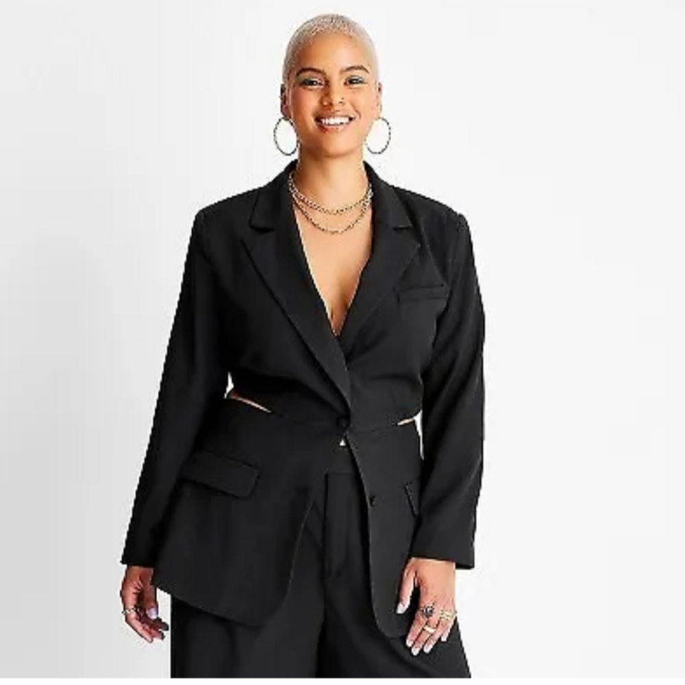 2pc Women's Cut Out Blazer - Future Collective XXL & Matching Shorts Black 16